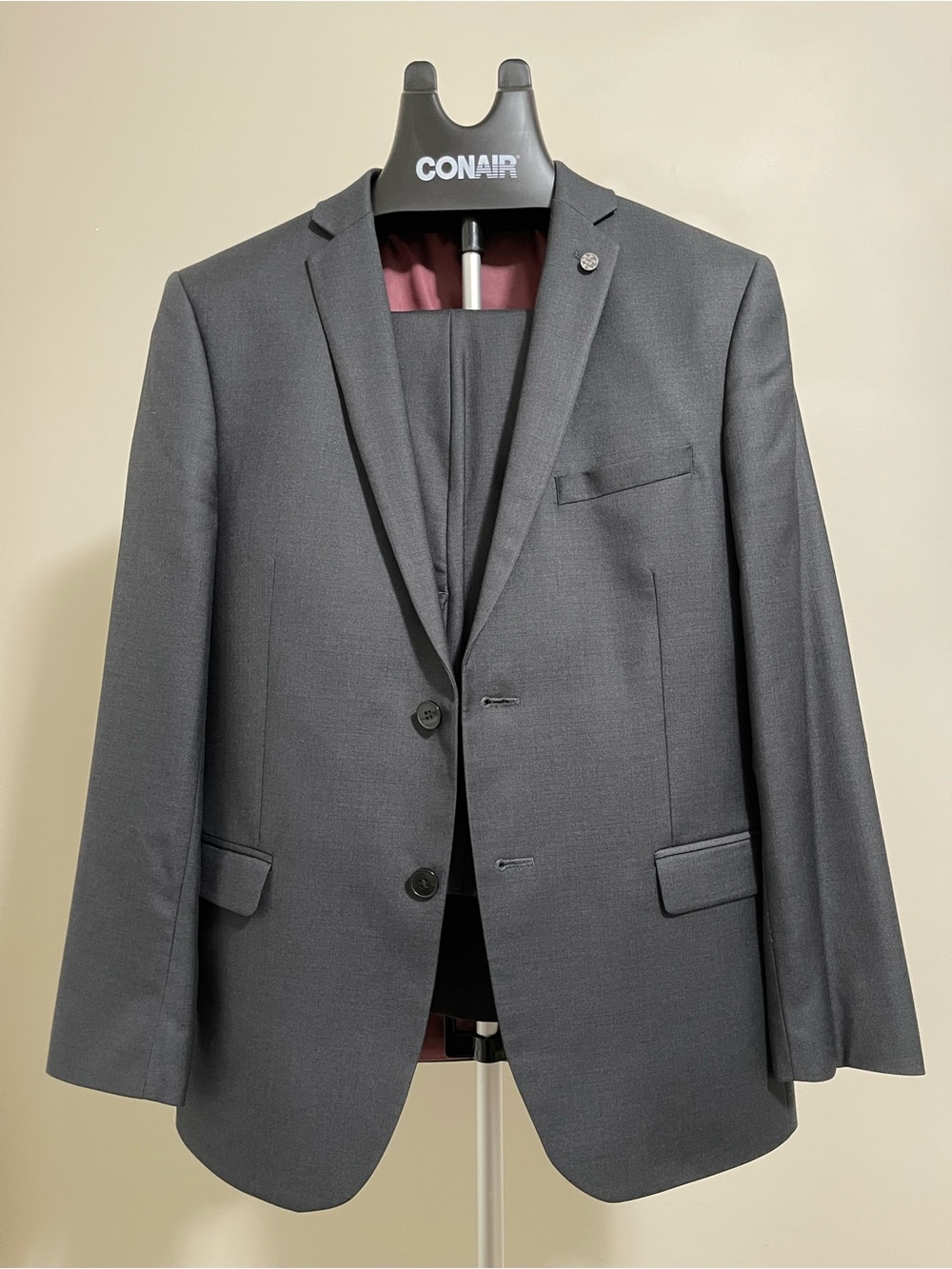 Men's Slim Fit Charcoal Two-Button Suit Jacket
